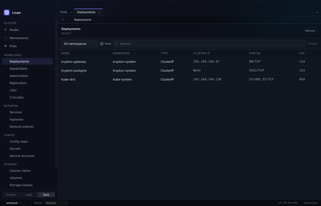 Deployments listed from the server’s own printer columns